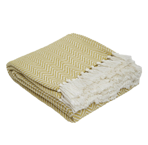 Weaver Green Gooseberry Herringbone 100% Luxry Eco Friendly Blanket