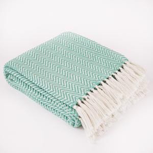 Weaver Green Aqua Herringbone Blanket