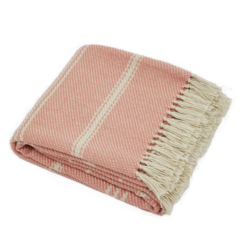 Weaver Green Oxford Stripe Coral Luxry Eco Friendly Blanket