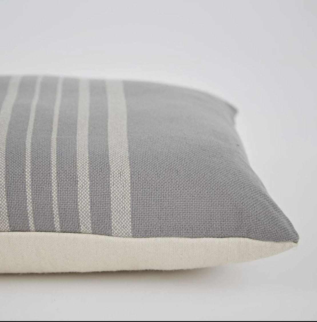 Recycled Antibes Grey with Linen Stripe Cushion